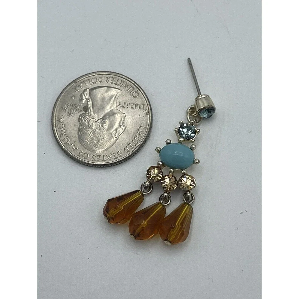 Banana Republic Small Turquoise & Brown Stone Chandelier Earrings New
